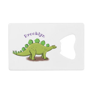Funny stegosaurus dinosaur cartoon kredietkaart flessenopener