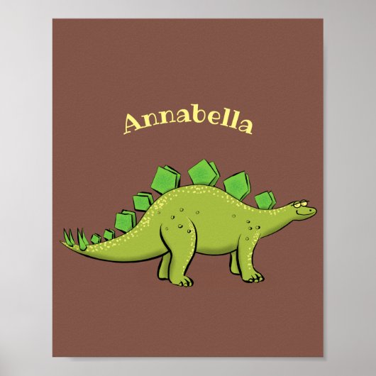 Funny stegosaurus dinosaur cartoon poster (Voorkant)