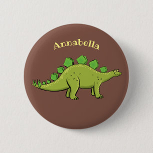 Funny stegosaurus dinosaur cartoon ronde button 5,7 cm