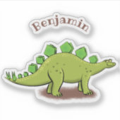 Funny stegosaurus dinosaur cartoon sticker (Voorkant)