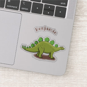 Funny stegosaurus dinosaur cartoon sticker