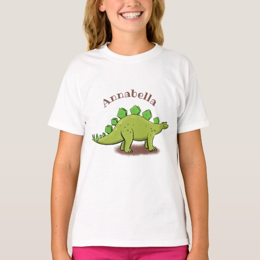 Funny stegosaurus dinosaur cartoon t-shirt (Voorkant)