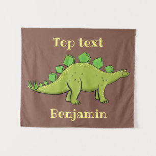 Funny stegosaurus dinosaur cartoon wandkleed