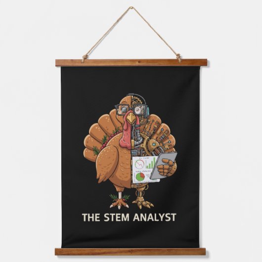 Funny STEM Analyst Robot Turkey Thanksgiving Gift Hangend Wandkleed (Voorkant)