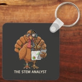 Funny STEM Analyst Robot Turkey Thanksgiving Gift Sleutelhanger (Achterkant)