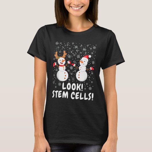 Funny Stem Cell Snowman Kerstwetenschap T-shirt (Voorkant)