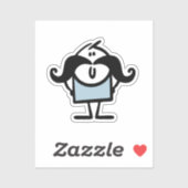 Funny stick man met snorren sticker (Vel)