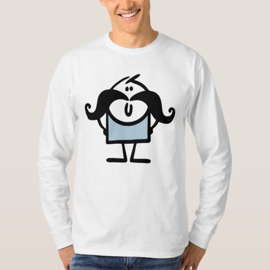 Funny stick man met snorren t-shirt (Voorkant)