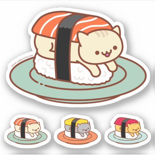 Funny Stickers - SUSHI CATS - ZALM (Voorkant)