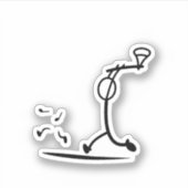 FUNNY STICKMAN CHASTING APPLE SIGN STICKER (Voorkant)