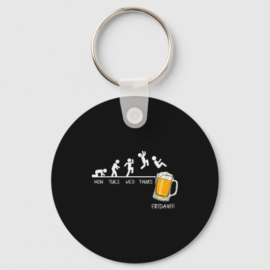 Funny Stickman Jumping Beer Days Of Week Friday Dr Sleutelhanger (Voorkant)