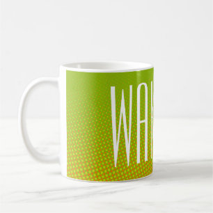 Funny Stippen Pattern green oranje + jouw tekst Koffiemok