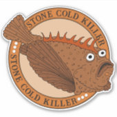 Funny Stonefish Cartoon Character Sticker (Voorkant)
