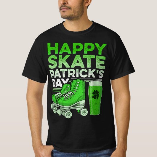 Funny StPatrick's Day Roller Skates Beeer  T-shirt (Voorkant)