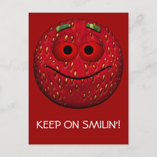 Funny Strawberry Emoticon Briefkaart