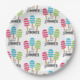 Funny Striped Popsicles Papieren Bordje