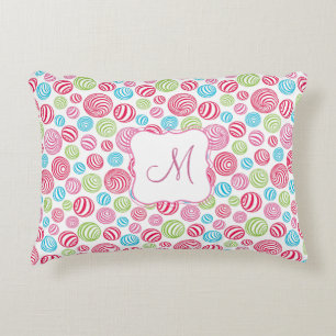Funny Striped Snoepjes in pastelkleuren monogram Accent Kussen