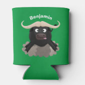 Funny stromend water buffalo cartoon blikjeskoeler (Achterkant)