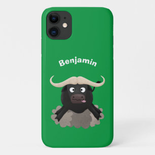 Funny stromend water buffalo cartoon iPhone 11 hoesje