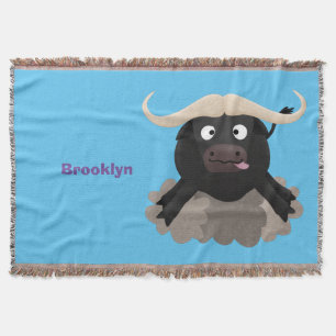 Funny stromend water buffalo cartoon deken