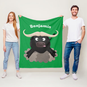 Funny stromend water buffalo cartoon fleece deken