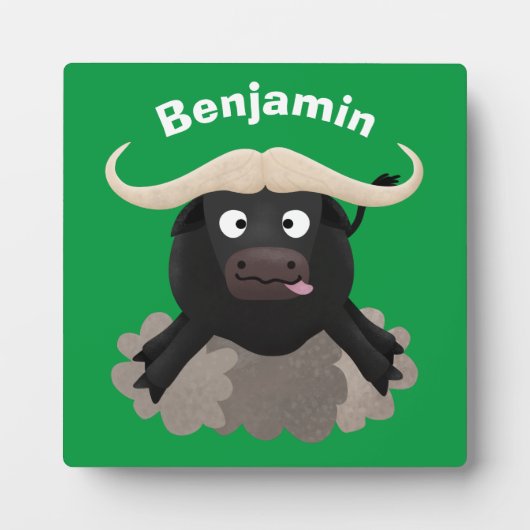 Funny stromend water buffalo cartoon fotoplaat (Voorkant)