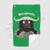 Funny stromend water buffalo cartoon golfhanddoek (Insitu)