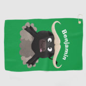 Funny stromend water buffalo cartoon golfhanddoek (Horizontaal)