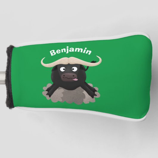 Funny stromend water buffalo cartoon golfheadcover (Voorkant)