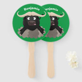 Funny stromend water buffalo cartoon handwaaier (Voorkant en achterkant)