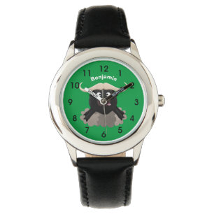 Funny stromend water buffalo cartoon horloge
