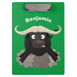 Funny stromend water buffalo cartoon klembord