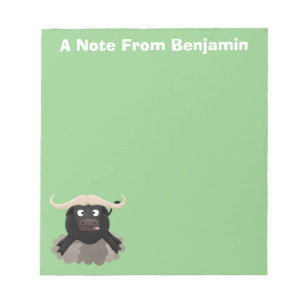 Funny stromend water buffalo cartoon notitieblok