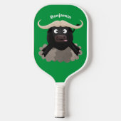 Funny stromend water buffalo cartoon pickleball paddle (Achterkant)
