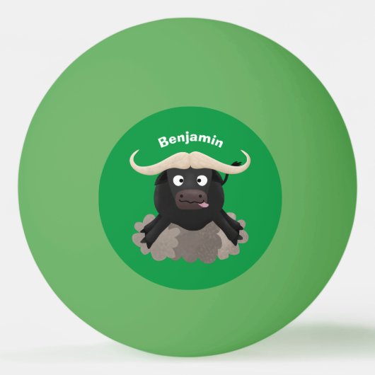 Funny stromend water buffalo cartoon pingpongballen (Voorkant)