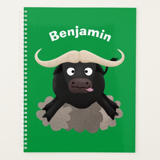 Funny stromend water buffalo cartoon planner (Voorkant)