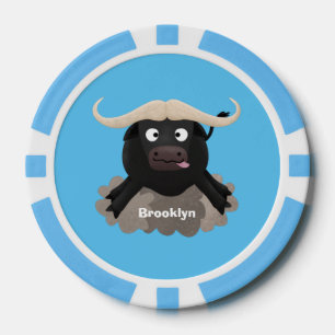 Funny stromend water buffalo cartoon poker chips