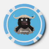 Funny stromend water buffalo cartoon poker chips (Achterkant)
