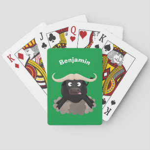 Funny stromend water buffalo cartoon pokerkaarten