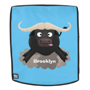Funny stromend water buffalo cartoon rugtassen