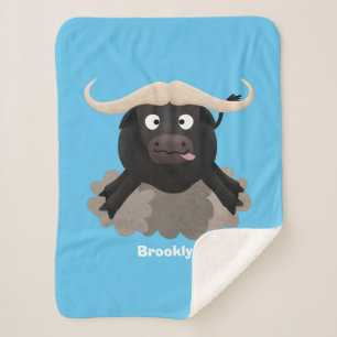 Funny stromend water buffalo cartoon sherpa deken