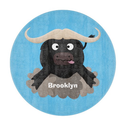 Funny stromend water buffalo cartoon snijplank (Voorkant)