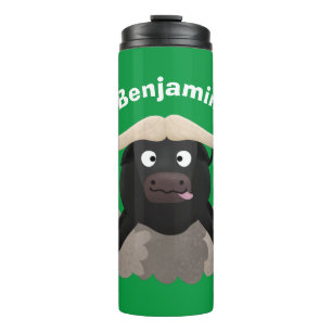 Funny stromend water buffalo cartoon thermosbeker