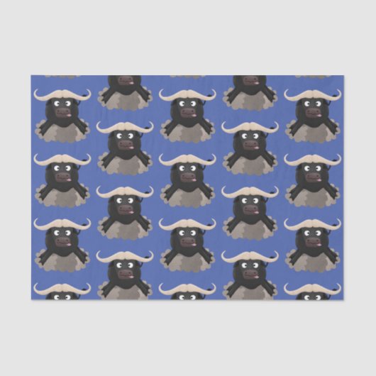 Funny stromend water buffalo cartoon tissuepapier (Voorkant)