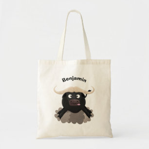 Funny stromend water buffalo cartoon tote bag