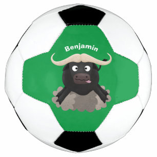 Funny stromend water buffalo cartoon voetbal