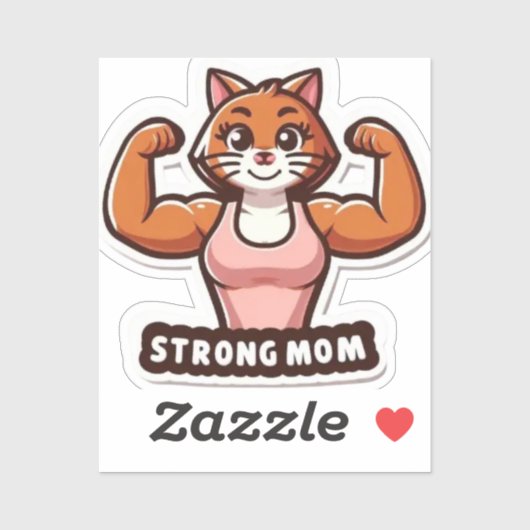 Funny Strong Cat Mom Sticker (Feuille)