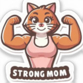 Funny Strong Cat Mom Sticker (Recto)