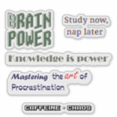 Funny Student Life & Study Motivation Stickers  (Devant)