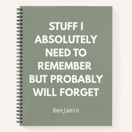 Funny "Stuff I Need To Remember"  Personalized Notitieboek (Voorkant)